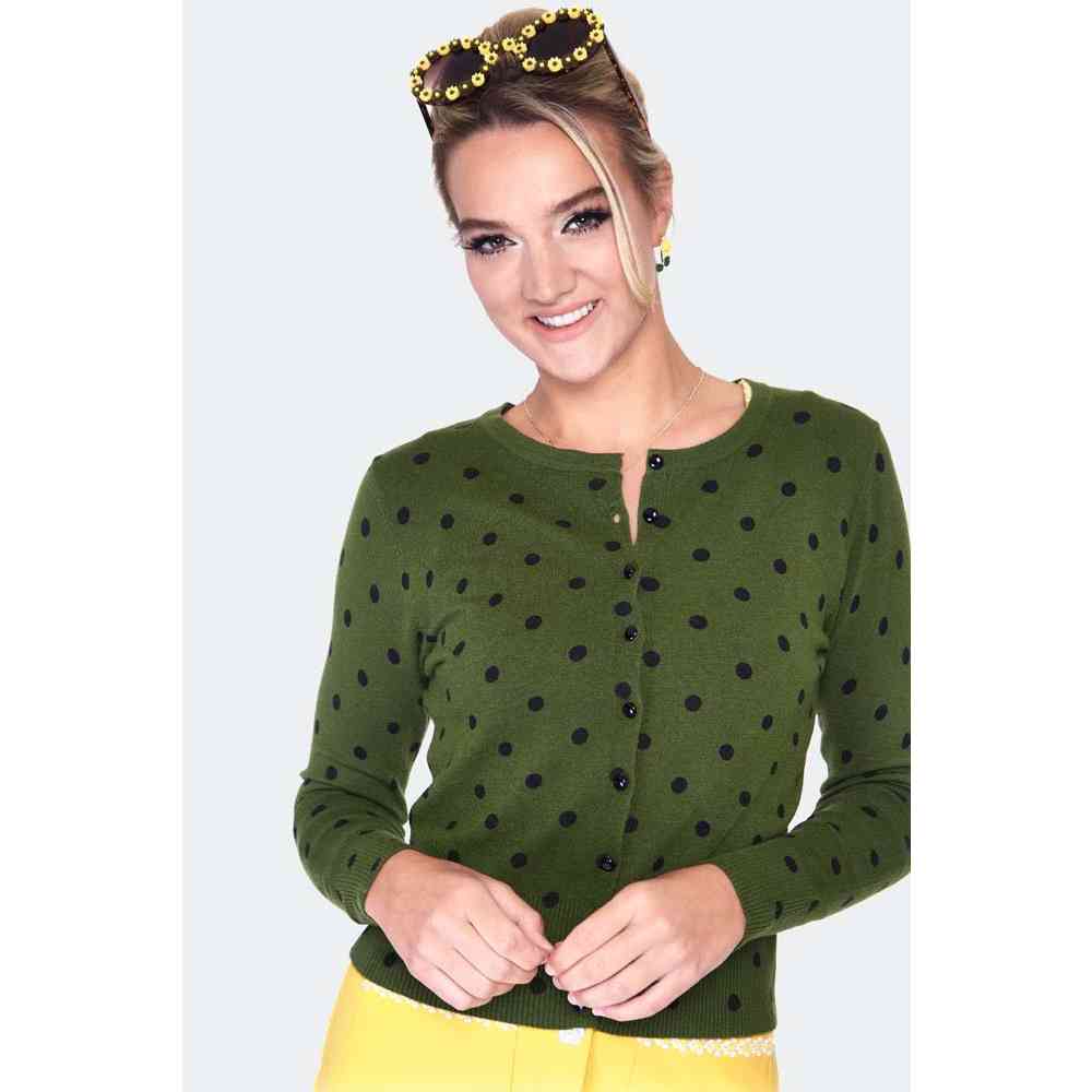 Voodoo Vixen - Polka dot Cardigan - Olive green